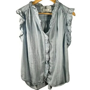 Cupio Ruffled Sleeveless Chambray Top XS‎